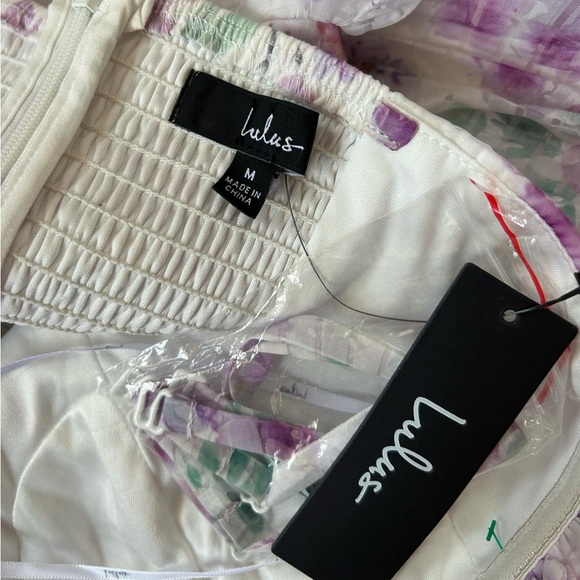 LULUS SIZE M Deeply Darling White Floral Organza Burnout Strapless Midi Dress - Picture 5 of 6